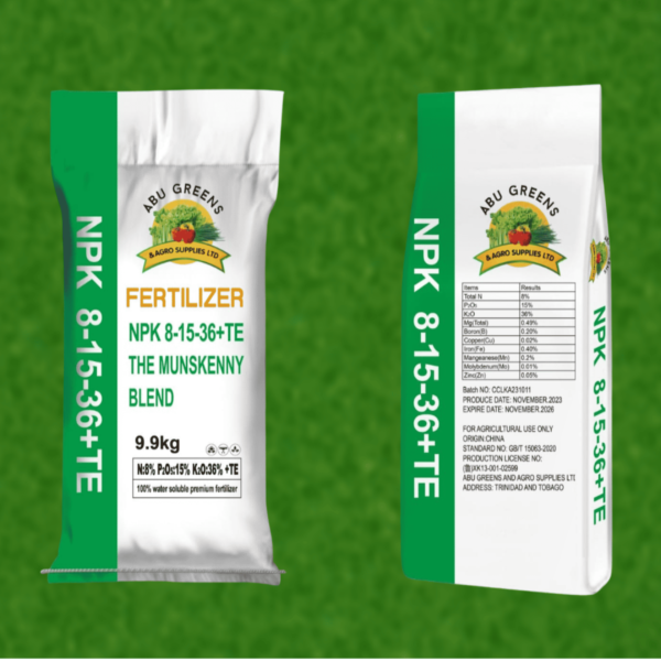 THE MUNSKENNY BLEND PREMIUM FERTILIZER  NPK RATIO OF 8-15-36